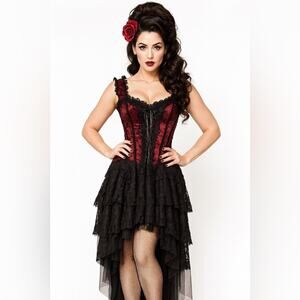 Burleska Ophelie Corset Dress In Red and Black Lace Women's 14
